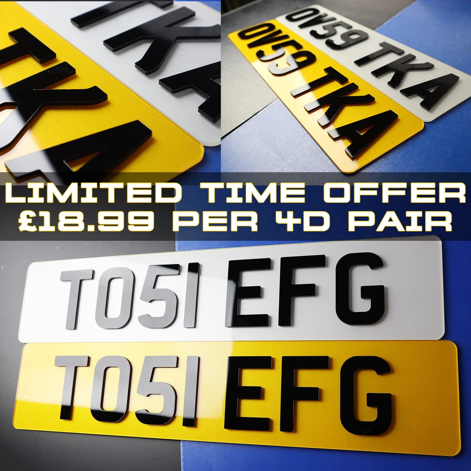 PAR DE placas de matrícula de automóvil legal de lujo 4D 3 mm MOT/ROAD 3D elevadas Foto 1 de 4