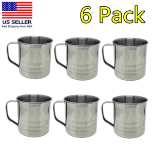 Set of 6 Unbreakable Stainless Steel Coffee Soup Tumbler Camping Mug Cup 16oz - Picture 1 of 10