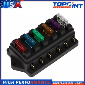 ?12V 24V Auto Hoja Portafusibles Caja Bloque 6 Vías Impermeable Para Coche Camión Marino - Imagen 1 de 23