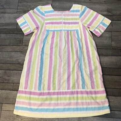 Vintage Styled By Saybury House Dress Seersucker Women’s Size 1X Rainbow MuuMuu - Image 1 of 4