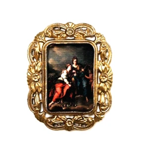 Dollhouse Miniature Accessories Framed Picture Gold Renaissance 2" x 1 5/8" - Picture 1 of 6