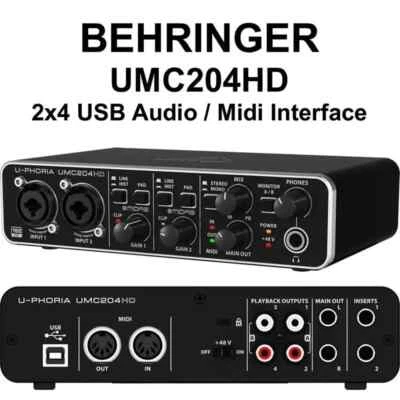 BEHRINGER U-PHORIA UMC204HD interfaccia audio 2x4 MIDI USB midas phantom 48w - Immagine 1 di 4