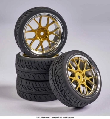 CARSON PROFIL RADSATZ "Y-DESIGN" GOLD/CHROM MAßSTAB 1:10 26MM # 500900163 - Bild 1 von 2