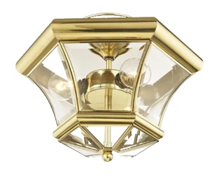 Livex Lighting 4083-02 Flush Mount with Clear Glass Shades, Polished Brass - Picture 1 of 5