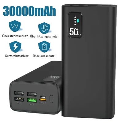 30000mAh Power Bank Tragbar Schnellladegerät Externer Batterie Ladegerät Handy - Bild 1 von 4
