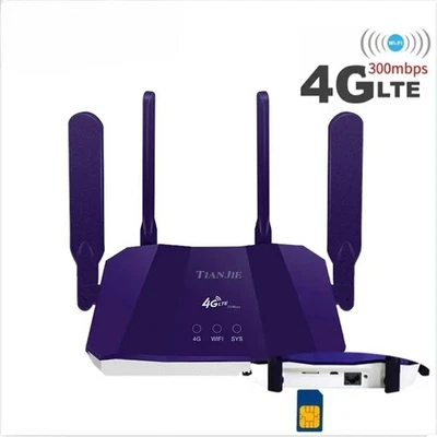 4G SIM Card Router Wireless WIFI 6 Modem LTE Access Point CPE 4 Antenna Hotspot - Image 1 of 4