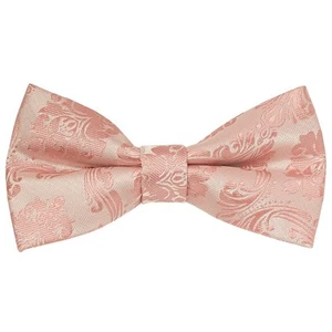 Pre Tied Rose Gold Paisley Boys Bow Tie Age 4-7 Dickie Bow Childrens Bow Tie - Picture 1 of 2