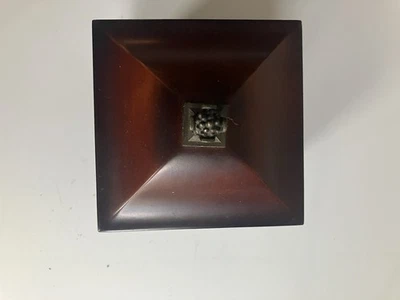 BLACK FRIDAY Bombay Musical Ring Box Wood Green Velvet Lined Jewelry  4" Square - Image 1 of 4