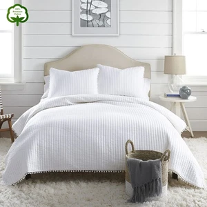 Jenny Mclean Clavo Pompom White 3 Piece 100% Cotton Coverlet Set - Picture 1 of 6