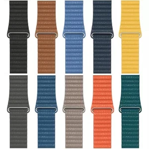 Bracelet boucle cuir véritable Apple Watch 49 mm 46 mm 45 mm 44 mm TOUTES COULEURS - Photo 1 sur 28