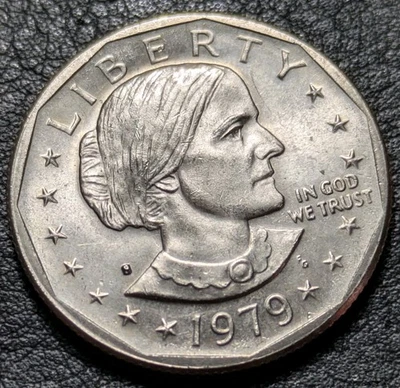 1979-S $1 SBA Bu Uncirculated + Strike Through Grease Error Susan B Anthony - Image 1 of 4