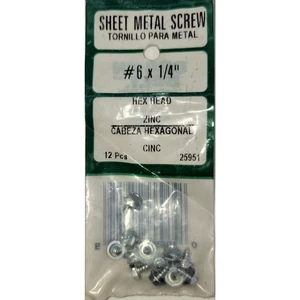 Crown Bolt #6 X 1/4" Sheet Metal Screws Hex Head Zinc Silver 12 Pack - Picture 1 of 2
