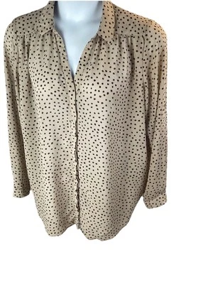 复古 Beverly Rose 女式 3X 衬衫动物印花波西米亚 90 年代 Y2K 野生动物园豹 — 第 1/4 张图片