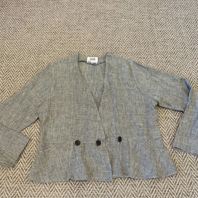 FLAX by Jeanne Engelhart Linen Breathable Peplum Jacket Small Lagenlook - Image 1 of 4