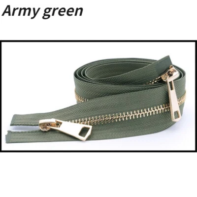 120cm Metal Zipper Copper Teeth Open-End Double-Sided Slider Pull for Sewing DIY - Image 1 of 4