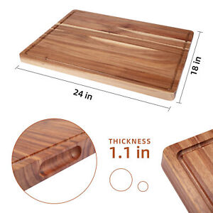  Wooden Chopping Board Large Acacia Wood Cutting Board with Juice Groove 2 Sizes