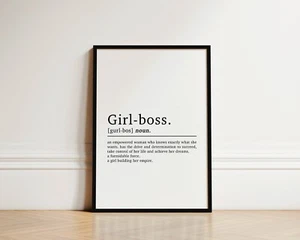 Póster inspirador con impresión de definición de jefe de niña motivacional arte de pared de oficina ella - Imagen 1 de 14