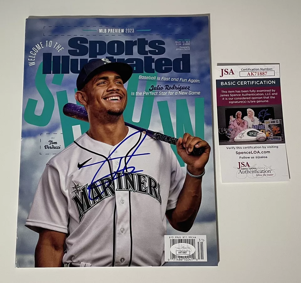 JULIO RODRIGUEZ SIGNED SPORTS ILLUSTRATED MAGAZINE SEATTLE MARINERS w/JSA COA - Image 1 of 1