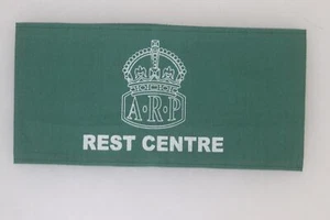 WW2 TYPE BRITISH AIR RAID PRECAUTIONS ARP REST CENTRE PRINTED CLOTH ARMBAND - Picture 1 of 1
