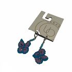 Urban Outfitters Earrings Butterfly Crochet New With Tags Blue Purple