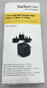 StarTech 2 Port USB Ladegerät High Power 17 Watt/3,4 Amp USB2PACBK - Bild 1 von 8