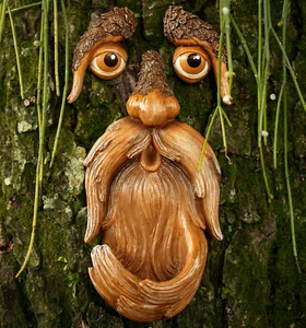 Outdoor Tree Faces Art Decorations - Tree Stump Decor - Face for Tree Trunk - Picture 1 of 12