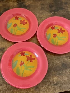 B.T. Dibbern Glass Salad plates Set Of 3 Pink/Red EUC - Picture 1 of 8