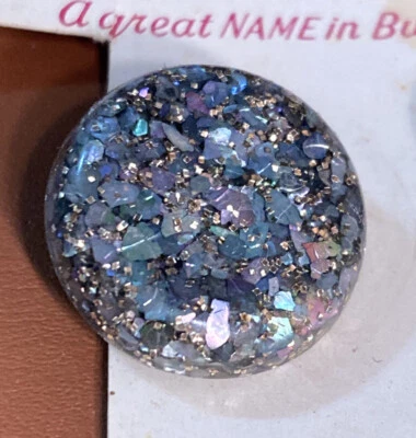 VTG Lansing Buttons Acrylic Lucite Smooth Face Abalone Glitter Metal Shank 3/4" - Image 1 of 4