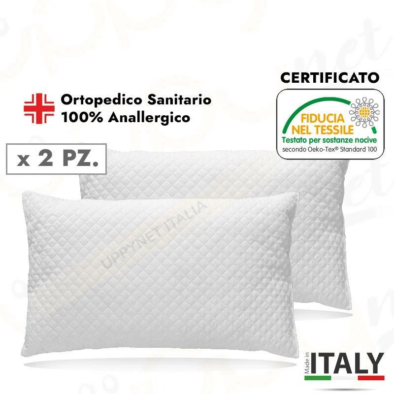 Coppia cuscini guanciali letto anallergico cotone Guanciale Fodera Trapuntata - Immagine 1 di 1