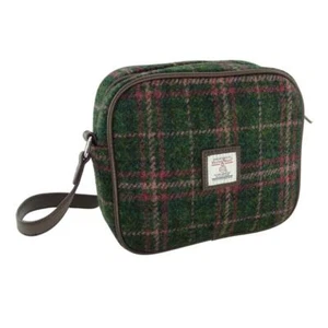 Dunkelgrün & Pflaume Kariert Harris Tweed Tartan Karo Mini Handtasche Geldbeutel - Bild 1 von 1
