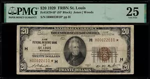 1929 $20 Federal Reserve Bank Note - St. Louis - Star Note FR.1870-H* - PMG 25 - Picture 1 of 2