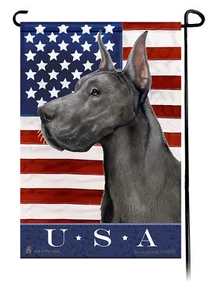 Bandera de jardín patriótica de Estados Unidos - recortada azul gran danés 067B - Imagen 1 de 1