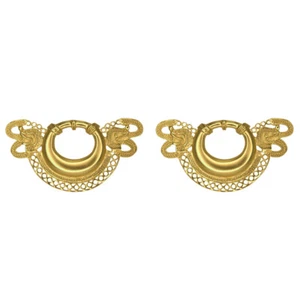 24k GP Pre-Columbian Ornament with Animal Head Drop Earrings| Across The Puddle - Picture 1 of 2
