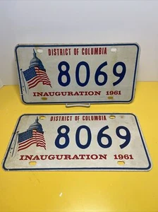 Washington D.C District Of Columbia License Plate Pair Vintage 1961 Inauguration - Picture 1 of 10