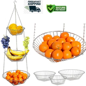 Kitchen Arrangement, Fruit Basket 3-Layer Hanging , Chrome Color , Limited Item - Picture 1 of 6