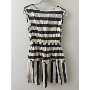 Crewcuts Girls Striped Cotton Dress Size 14 Blue Cream Cutout Back - Picture 1 of 4