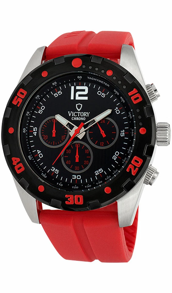 Victory V-Conquest Japanese Quartz Black Dial/Red Band Men's Watch - Image 1 of 1