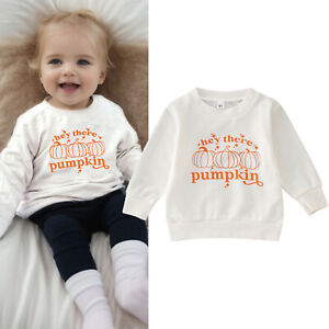 Toddler Boys Girls Halloween Long Sleeve Letter Cartoon Pumpkin Printed T Shirt