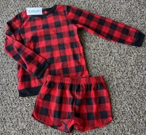 NWT Girl's Size 5/5A Carter’s Red & Black Plaid Fleece Pajama Set - Picture 1 of 1