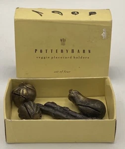 Juego de 4 portatarjetas de bronce Pottery Barn con nombre en caja original - Imagen 1 de 7