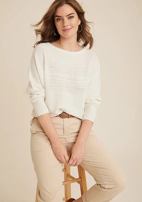 Maurice’s Size 1X Plus Super Soft Cable Knit Dolman Sweater In Ivory NWT - Image 1 of 4
