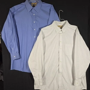 2 RoundTree & Yorke GOLD LABEL Button Down Shirts NO IRON Size 17/34 (XL) - Picture 1 of 13