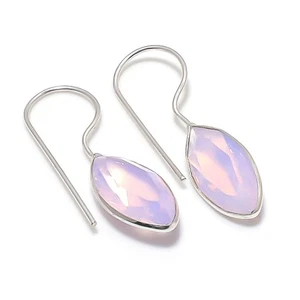 Faceted Pink Kunzite Marquise Shape Gemstone Handmade Jewelry Earrings 1.18" S - Picture 1 of 6