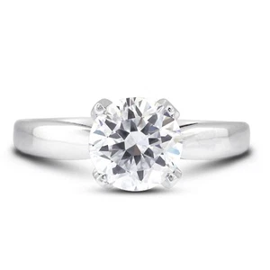 Anello 3/4 carati F VS2 taglio tondo diamanti naturali certificati oro 18 kt pietra laterale - Foto 1 di 13