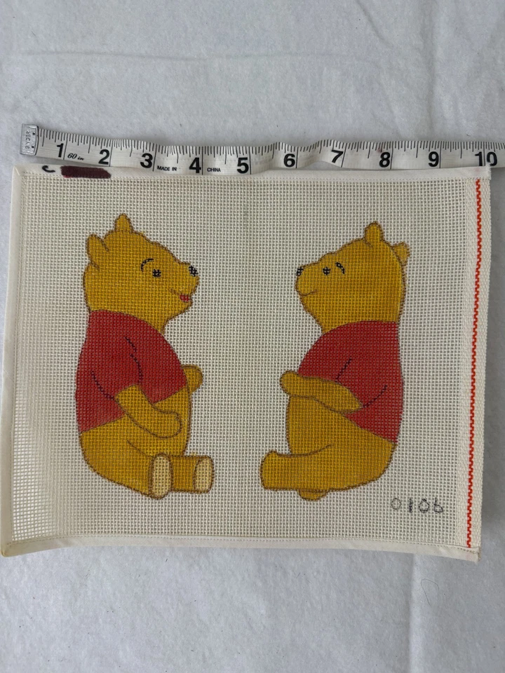 Needlepoint Handpainted Winnie the Pooh 2D canvas NEW - Image 1 of 1