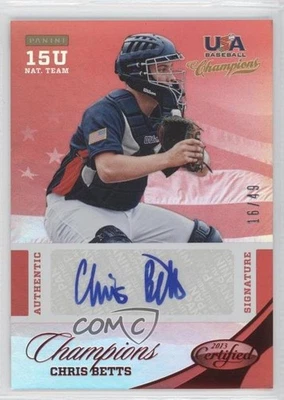 2013 Panini USA Baseball Champions Mirror Red /49 Chris Betts #47 Auto - Image 1 of 2