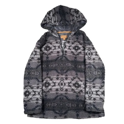 Sudadera con capucha para mujer Koolaburra By Ugg Sherpa polar estampado occidental azteca gris talla S Foto 1 de 4