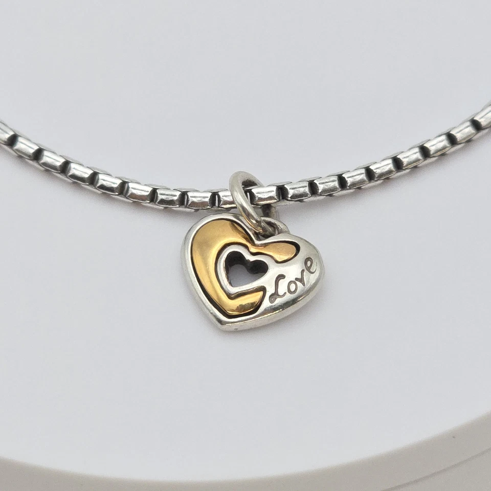 BRIGHTON 脚链心形饰品镀金和镀银圆形盒链 10 英寸免费 $HIP!! — 第 1/4 张图片