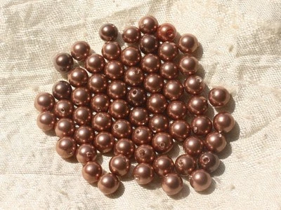 HOMEMADE 10pc - Perles Coquillage Nacre Boules 6mm marron rose cuivre - 4558550020758