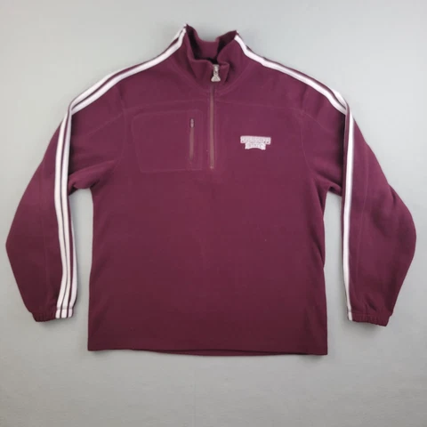 Mississippi State Bulldogs Jacket Mens Large L Maroon Adidas 1/4 Zip Pullover Cover